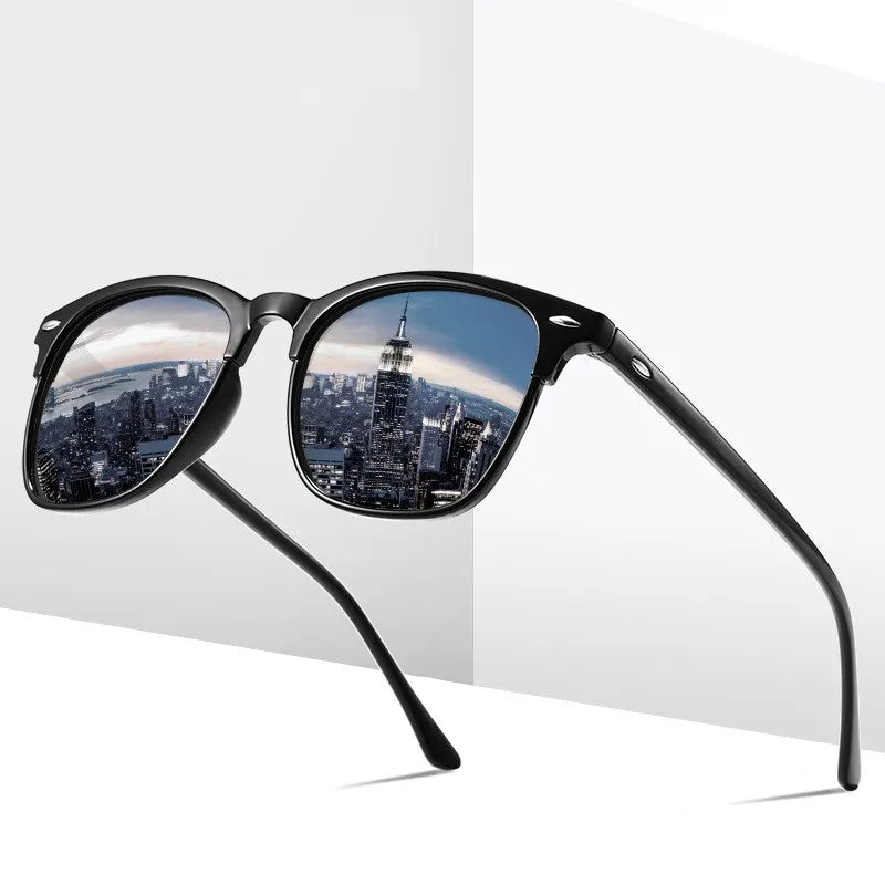 New Polarized Sunglasses Women Black Plastic Full Frame Square Sun Glasses Men Out Door Sun Eyewear Fashionable Eyeglass Uv400