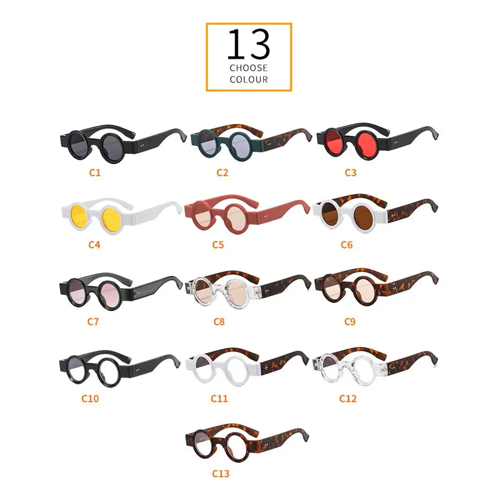 Popular Fashion Small Round Sunglasses Women Retro Punk Shades UV400 Men Clear Ocean Lens Trending Rivets Sun Glasses