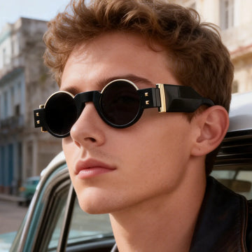Trendy Round Sunglasses For Men Retro Punk UV Protection