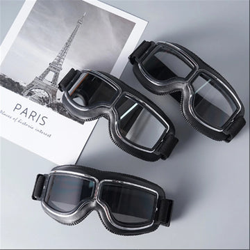 Motorcycle Glasses Windproof Motorcycle Helmet Glasses Sunglasses Retro Universal Folding Leather Retro Motorcycle Accessories