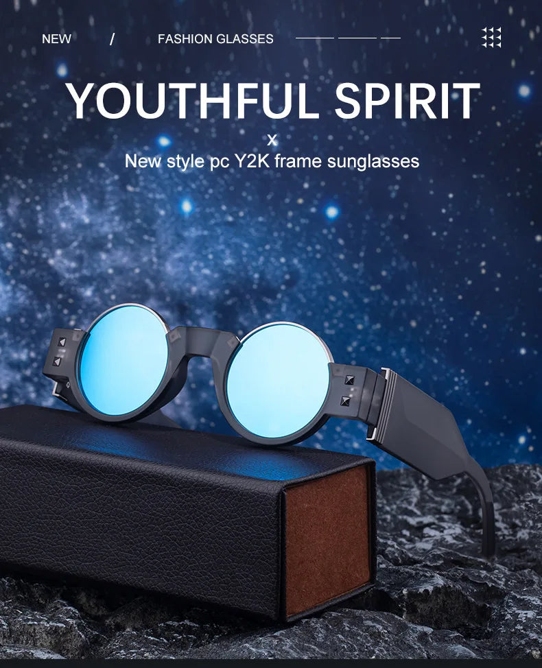 Trendy Round Sunglasses For Men Retro Punk UV Protection