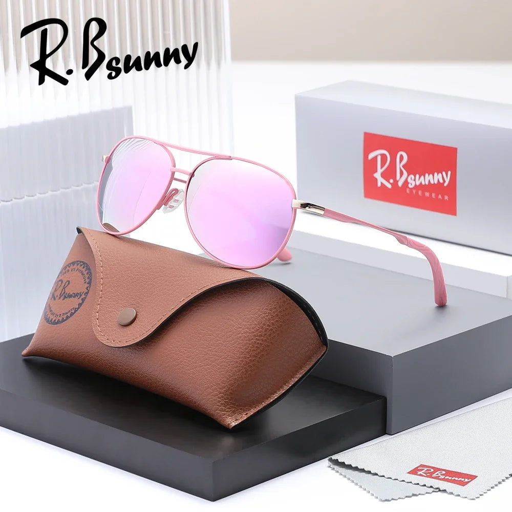 RBsunny Fashion Pilot Fashion Glasses Men Polarized Ultraviolet Proof Anti-Glare Gradient Lens Driving Luxury Eyewear Frames