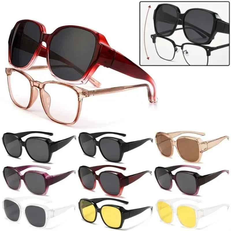 Driving Glasses Cover Sunglasses Fit Over Glasses Wrap Around Sunglasses Square Shades UV400 Goggles for Men Women