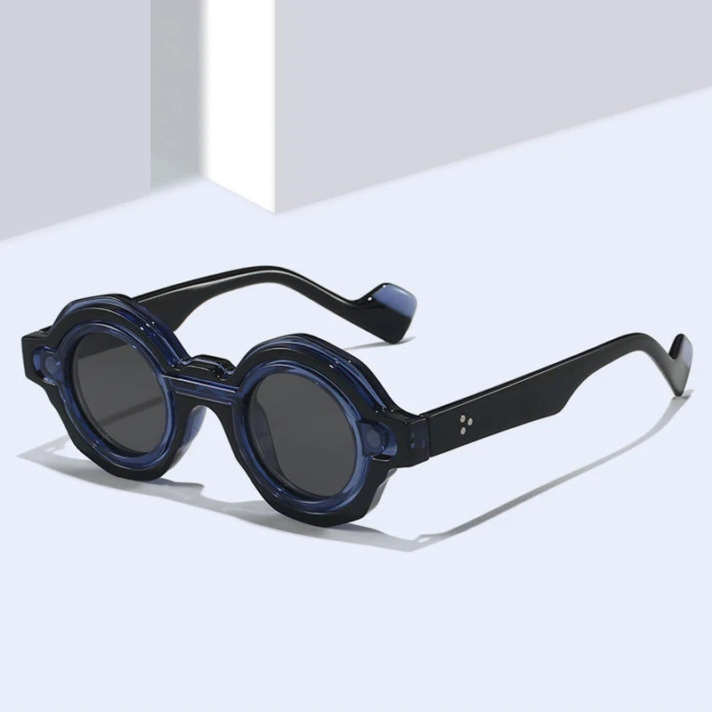 SO&EI Retro Round Polarized Magnetic Clip Sunglasses Women Shades UV400 Fashion Rivets Men Punk Clear Anti Blue Light Eyewear