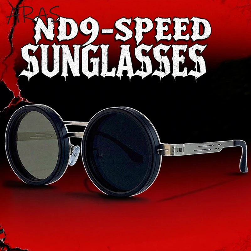ND9 Speed Adjustable Dimming Polarized Sunglasses Men Punk Round Small Frame Sun Glasses For Male Driving Fishing UV400 Eyewear