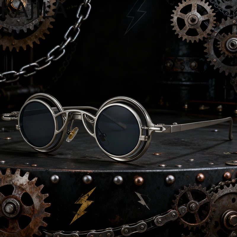 Clip-On Round Steampunk Sunglasses For Men 2-in-1 UV Protection