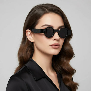Popular Fashion Small Round Sunglasses Women Retro Punk Shades UV400 Men Clear Ocean Lens Trending Rivets Sun Glasses