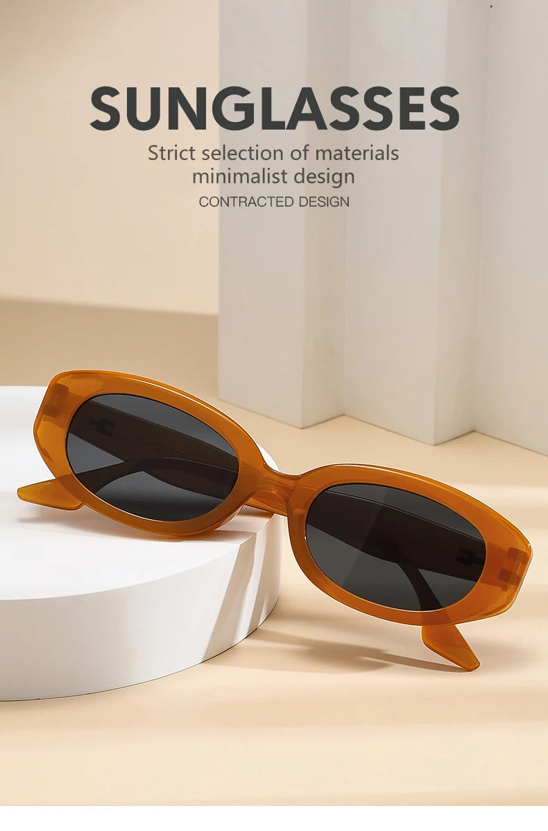 New Trend Sunglasses Women Men Oval Rice Nail Design Retro Casual Fashion Travel Sun Glasses For Female UV400