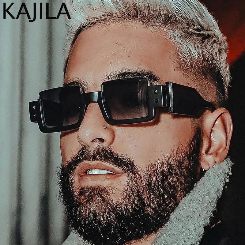 Vintage Gothic Steampunk Rectangle Sunglasses Men 2026 Luxury Brand Small Punk Sun Glasses For Male Wide Temple Retro Shades