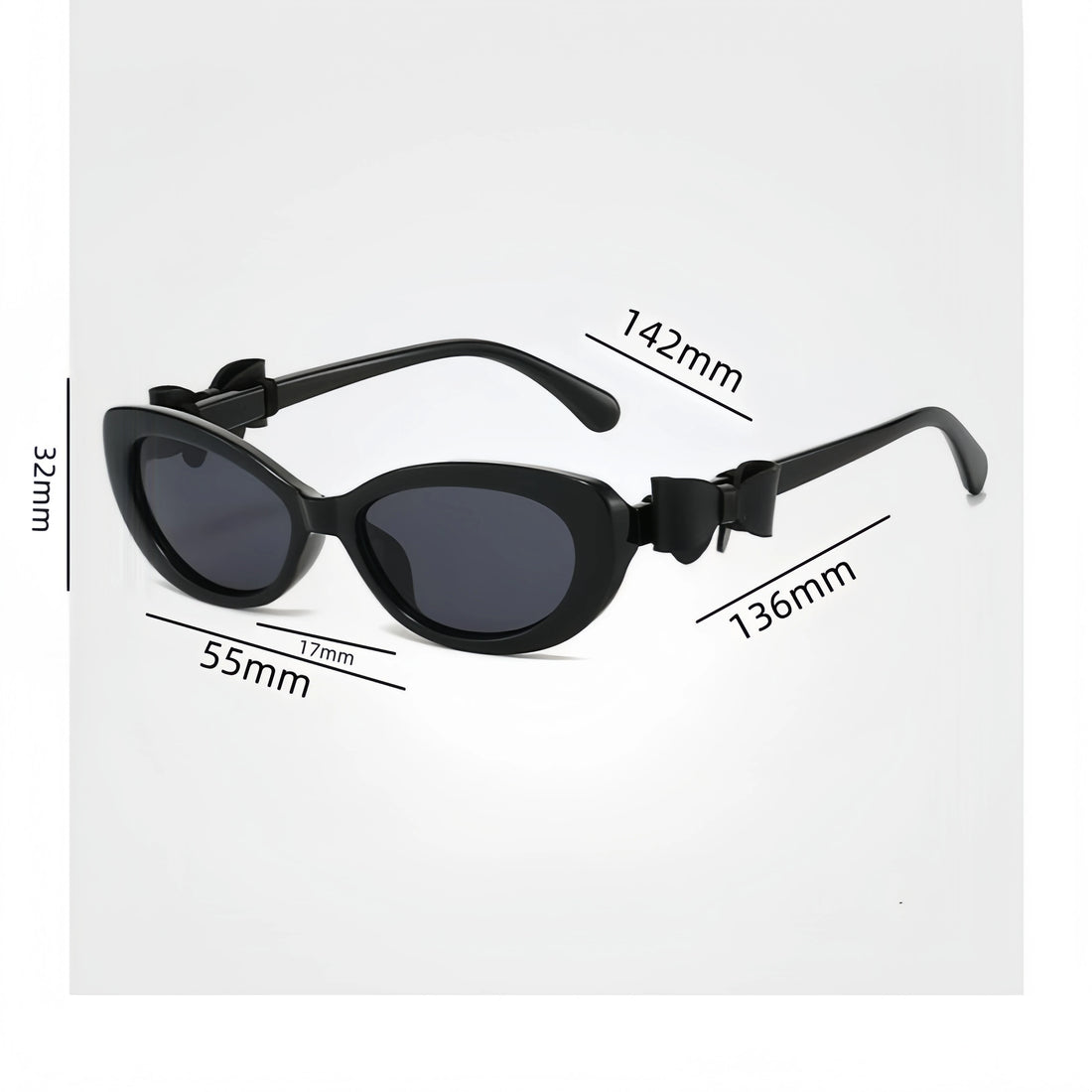 Korean Style Cat-Eye Fashion Bow-Decorated Glasses for Women, Suitable for Shopping and Travel, Uv Protection Sunglasses