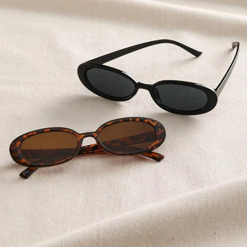 2pcs Vintage Oval Plastic Sunglasses Small Frame UV Protection Fashion Shade for Outdoor Travel Beach Holiday