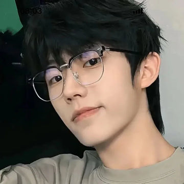 Fashion Unisex Square Plain Glasses for Men Women Metal Frame Glasses Polygon Eyeglasses Gentle Black Anti Blue Light Glasses