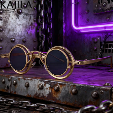 Clip-On Round Steampunk Sunglasses For Men 2-in-1 UV Protection