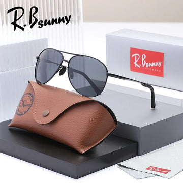 RBsunny Fashion Pilot Fashion Glasses Men Polarized Ultraviolet Proof Anti-Glare Gradient Lens Driving Luxury Eyewear Frames