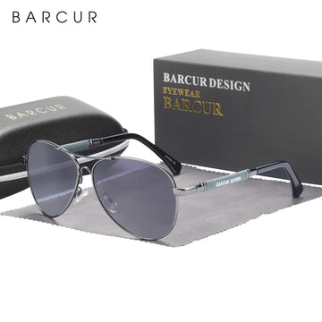 barcur sunglasses men pilot polarized memory alloy frame